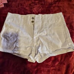 No Boundaries White High-Waist Button-Front Shorts